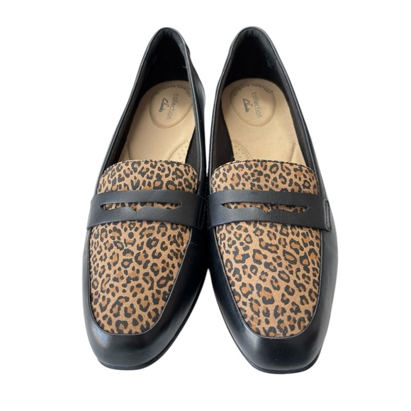Clarks Collection Slip-On Penny Loafers Juliet Coast Black Leopard Shoe Size 9 - Picture 6 of 11